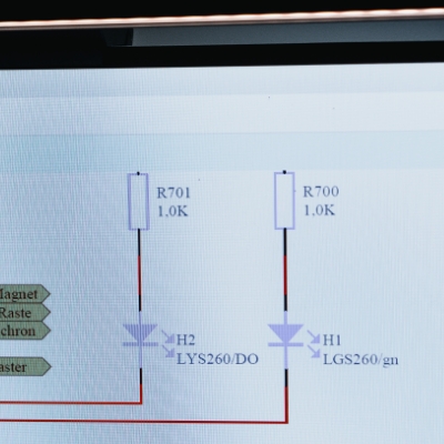 Schaltplan in Detailansicht Nahaufnahme eines Schaltplans als technisches Detailmotiv der Elektronikentwicklung